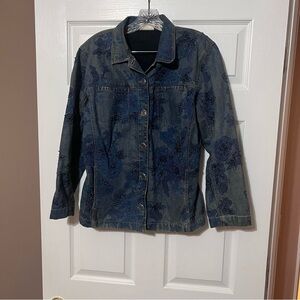 Chico's Design Beaded embroidered Jean Jacket